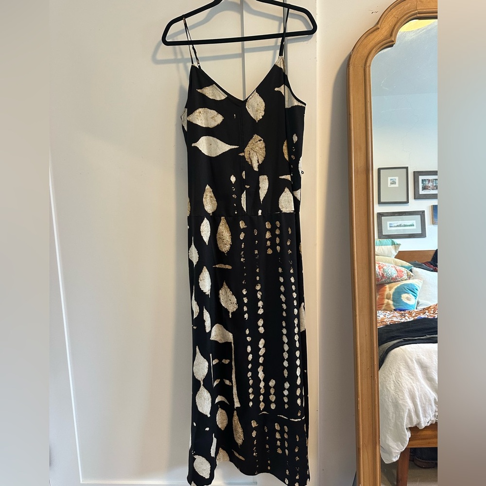 NWT Black and Cream Leaf Maxi Dress - Banana Republic
